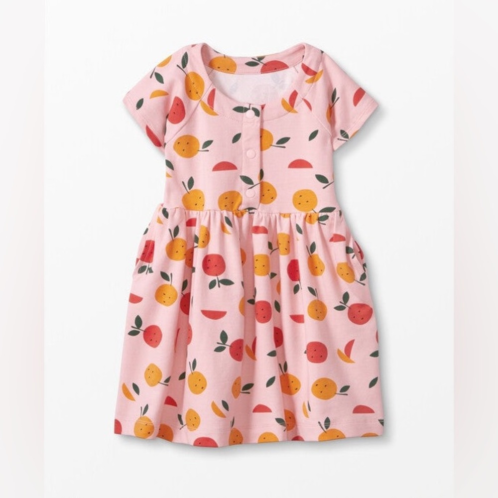 Hanna Andersson Print Snap Dress In French Terry size 6-7